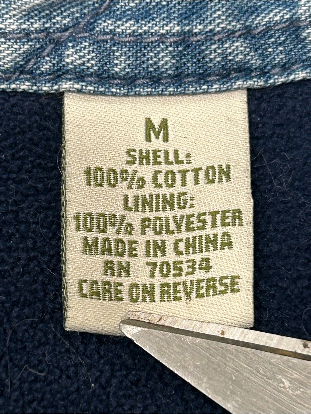 Vintage Orvis Fleece Lined Denim Shirt Jacket Blue Medium 90’s Grunge Gorpcore - Picture 8 of 12